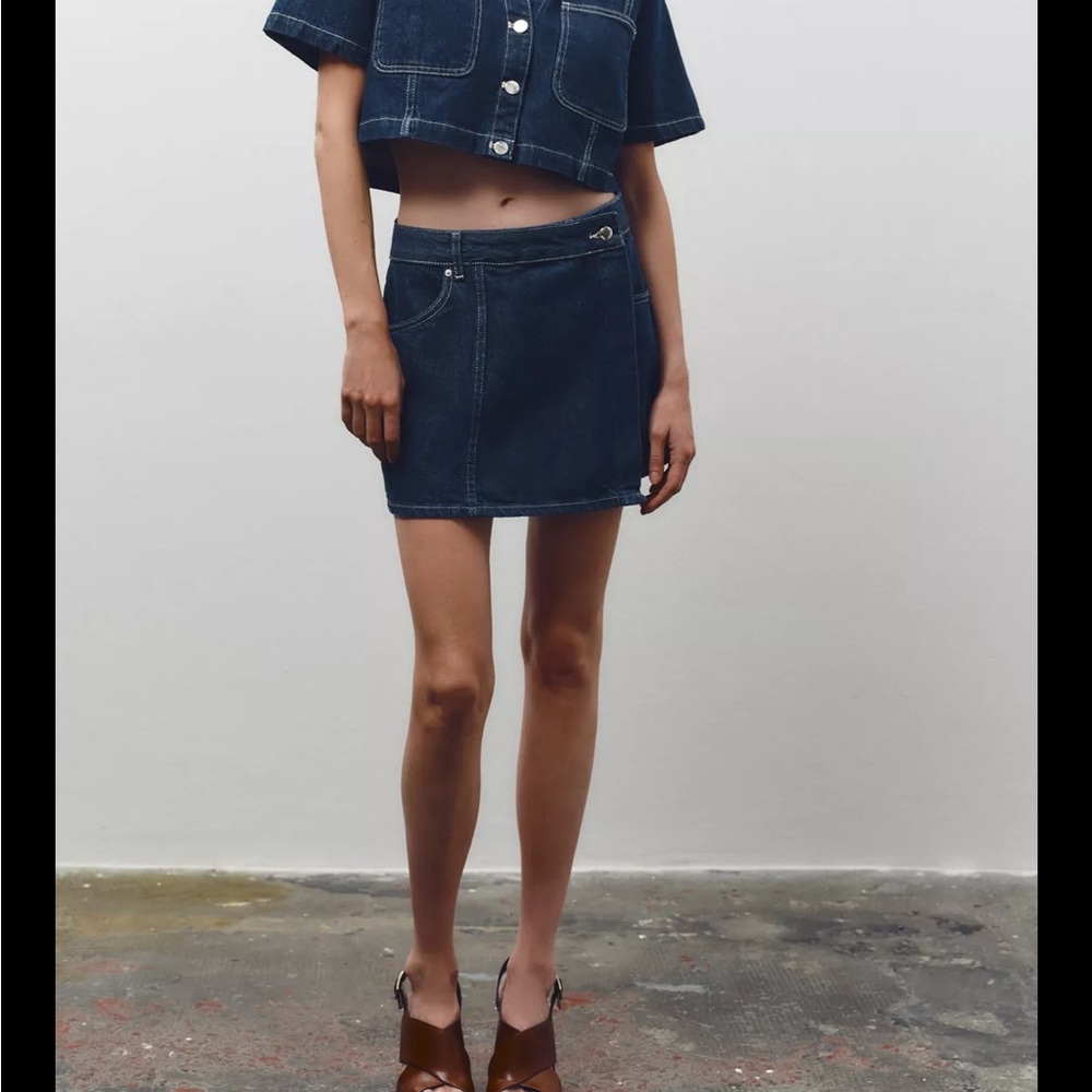 Blue Mini Skirt Set for Casual Work